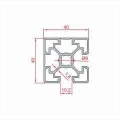 Sigma Profil KAPALI  40x40 2 KANALLI  - Kanal 10-(1metre)