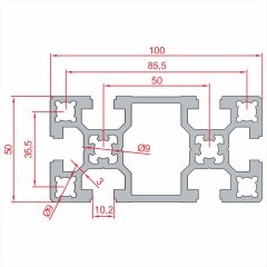 Sigma Profil AĞIR 50x100 - Kanal 10-(1metre)