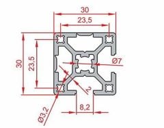 Sigma Profil 30x30 KAPALI  Kanal 8 (1metre)