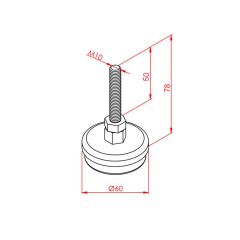 ÇAP 60 KROM KAPLI AYAK KAUÇUK TABAN  M10