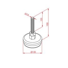 ÇAP 120 KROM KAPLI AYAK  KAUÇUK TABAN M16