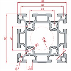 Sigma Profil AĞIR  90x90 - Kanal 10-(1metre)