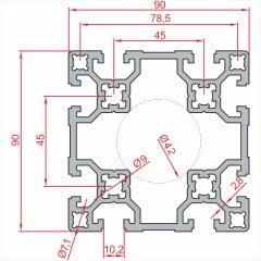 Sigma Profil  light 90x90   - Kanal 10-(1metre)
