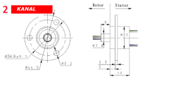 Slip Ring - Kayar Bilezik Çap 22mm 2 Kanal-2 Kablo 2A