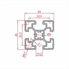 45x45  Hafif Sigma Profil - Kanal 10-(1metre)