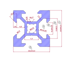 V SLOT Sigma Profil 20x20   Kanal 6  (1metre)