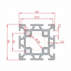 Sigma Profil ÇİFT KANAL 60x60   Kanal 8-(1metre)