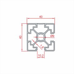 Sigma Profil KAPALI  40x40 2 KANALLI  - Kanal 10-(1metre)