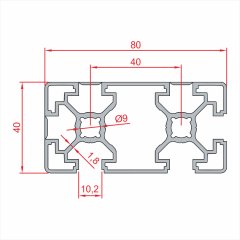 Sigma Profil KAPALI 40x80 2 KANALLI  - Kanal 10-(1metre)