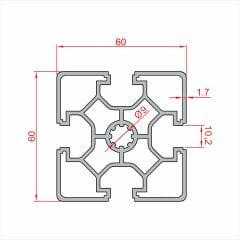Sigma Profil  60x60  Kanal 10-(1metre)