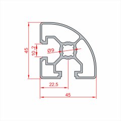 45x45 Radiuslu Sigma Profil - Kanal 10-(1metre)