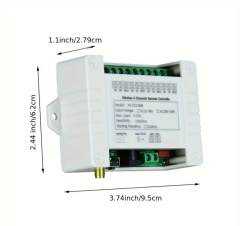 RF Alıcılı 4 Kanallı Kablosuz Uzaktan Kumanda Anahtarı - 10A, 433MHz, DC 12V-36V,  Metal Verici Dahil