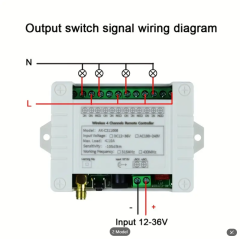 RF Alıcılı 4 Kanallı Kablosuz Uzaktan Kumanda Anahtarı - 10A, 433MHz, DC 12V-36V,  Metal Verici Dahil