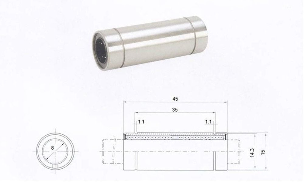 LM08 LUU uzun lineer rulman