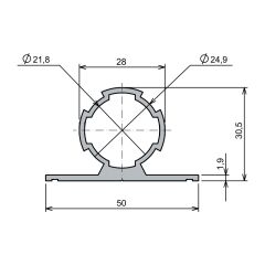 Ø28 - 1,7 mm T Boru Profil