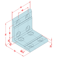 80x80  Düz Köşe Bağlantı