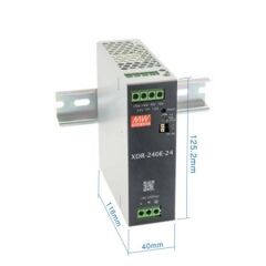 24 volt  XDR-240E-24 DC 10A ray tipi mean well Güç Kaynağı