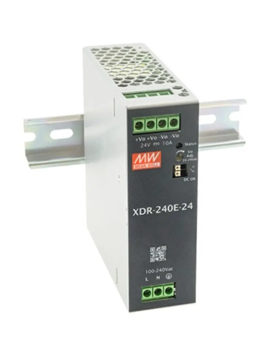 24 volt  XDR-240E-24 DC 10A ray tipi mean well Güç Kaynağı