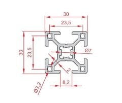 Sigma Profil Light 30x30 Siyah Eloksallı K8 (1metre)