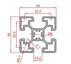 45x45  Hafif Sigma Profil Siyah Eloksallı - Kanal 10-(1metre)