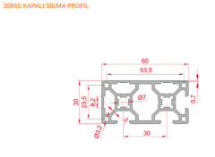 Sigma Profil KAPALI 30x60   - Kanal 8-(1metre)