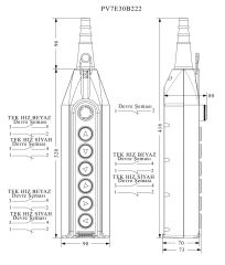 PV Serisi 7 Gözlü Tek Hızlı 1NC Acil Stoplu Vinç Kumanda Kutusu EMAS PV7E30B222