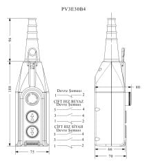 PV Serisi 3 Gözlü Çift Hızlı 1NC Acil Stoplu Vinç Kumanda Kutusu PV3E30B4 EMAS