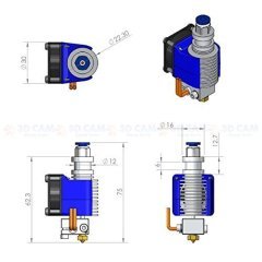 3D Yazıcı Fanlı J-Head E3D V6 Metal Extruder 1.75mm 0.4mm -D1